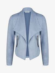 Chaqueta de ante con cuello chal - Azul cielo