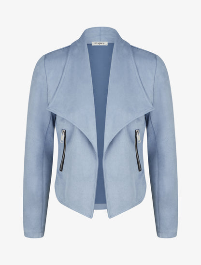 Chaqueta de ante con cuello chal - Azul cielo