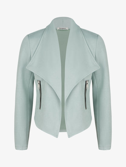 Chaqueta de ante con cuello chal - Verde agua