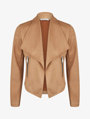 Chaqueta de ante con cuello chal - Camello