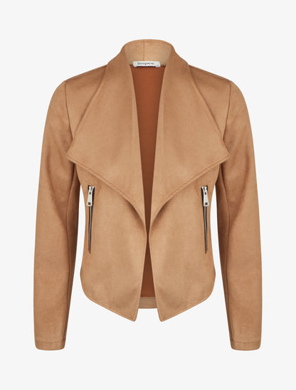 Chaqueta de ante con cuello chal - Camello