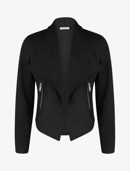 Chaqueta de ante con cuello chal - Negro