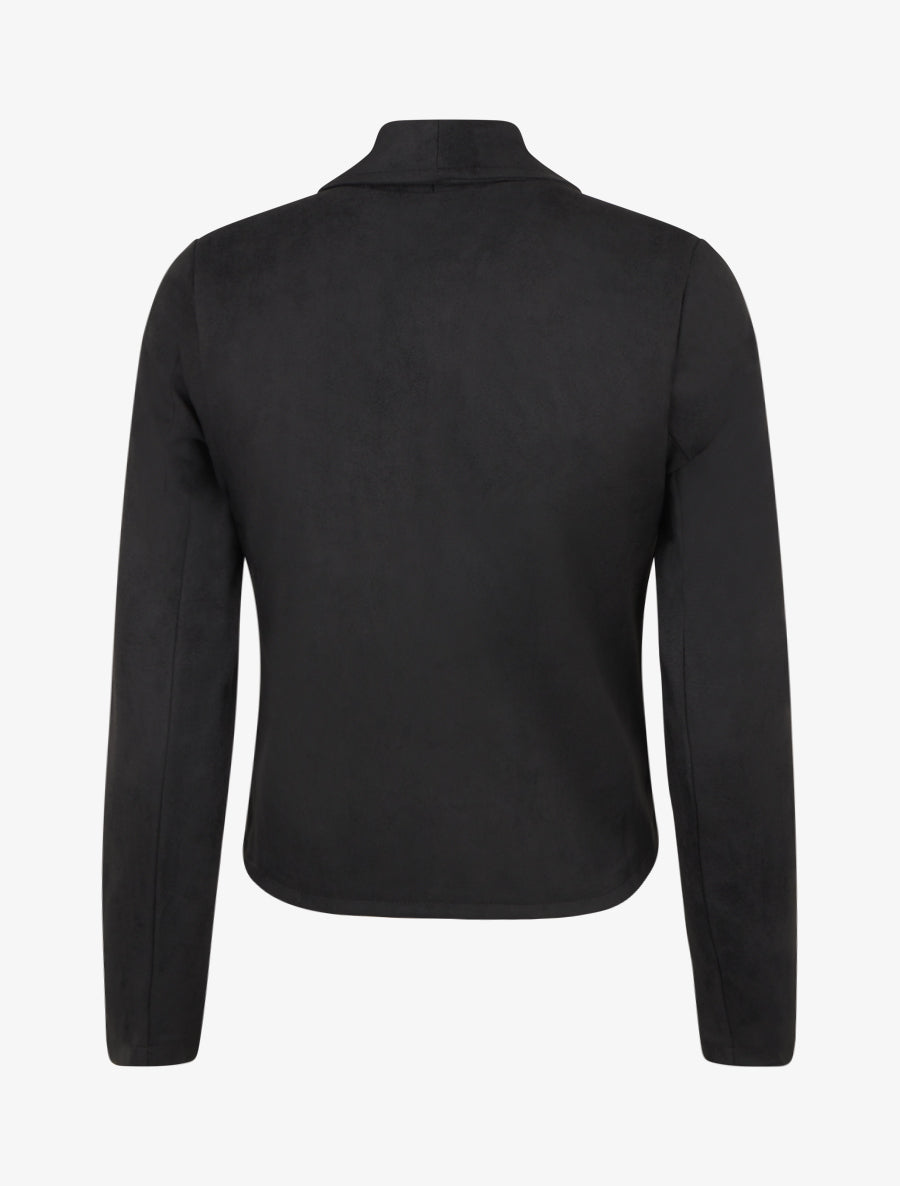 Chaqueta de ante con cuello chal - Negro