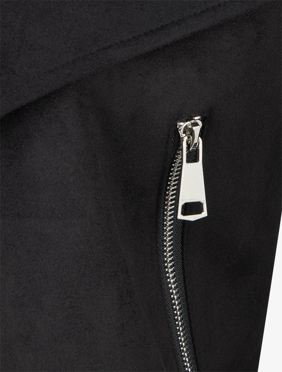 Chaqueta de ante con cuello chal - Negro