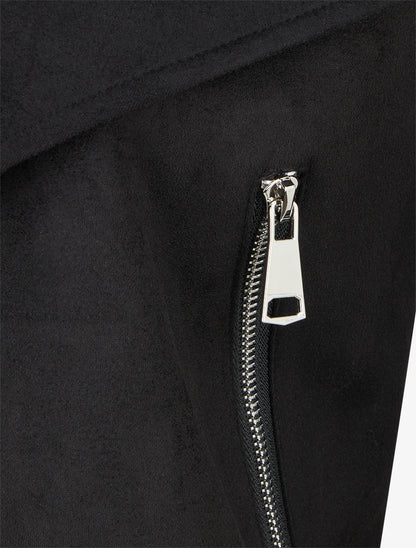 Chaqueta de ante con cuello chal - Negro