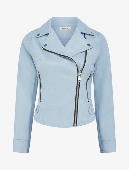 Veste en suédine à fermeture zippée - Bleu ciel - 1