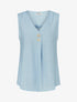 Top sans manches à col V boutonné - Bleu ciel - 1