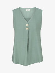 Top sans manches à col V boutonné - Vert clair - 1