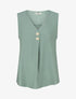 Top sans manches à col V boutonné - Vert clair - 1