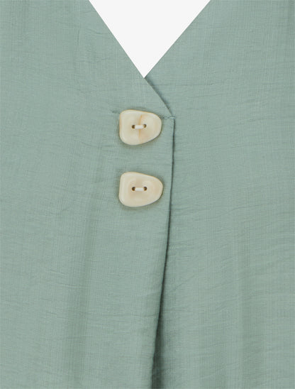 Top sans manches à col V boutonné - Vert clair - 3