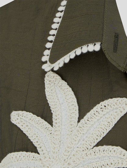 Chemise sans manches à broderie palmier - Kaki - 3