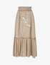 Jupe longue évasée à motif floral brodé - Taupe - 1