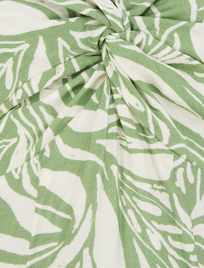 Robe longue à bretelles et imprimé stylisé - Vert - 3