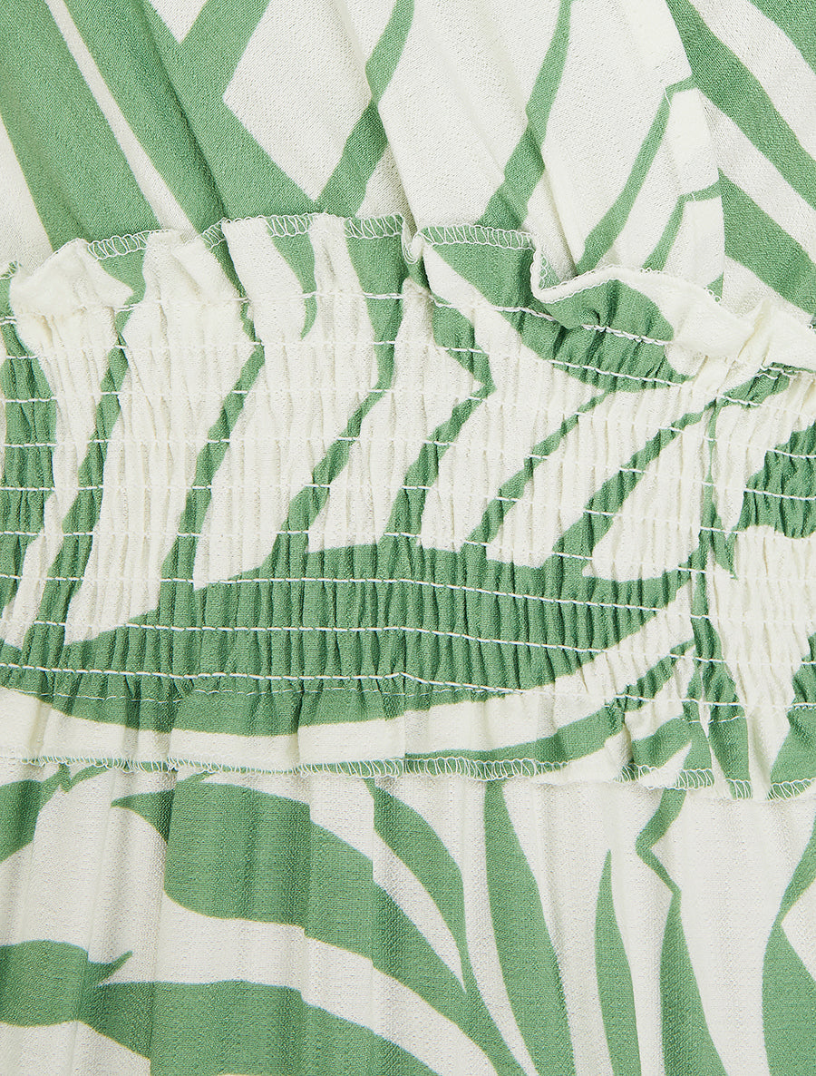 Robe imprimé feuillages à bretelles à noeud - Vert - 3