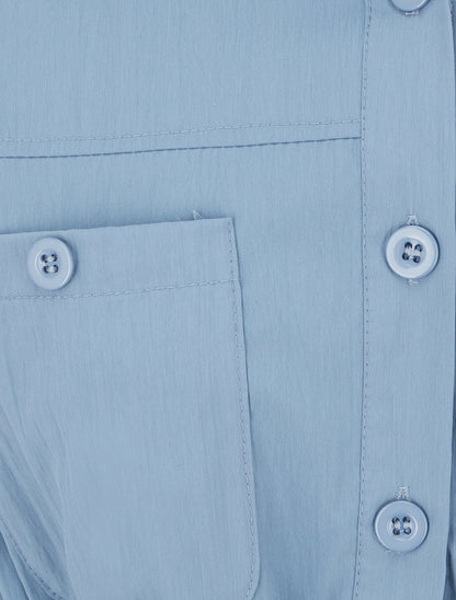 Robe droite unie à manches courtes - Bleu - 3