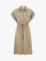 Robe droite unie à manches courtes - Kaki clair - 1
