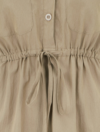 Robe droite unie à manches courtes - Kaki clair - 3