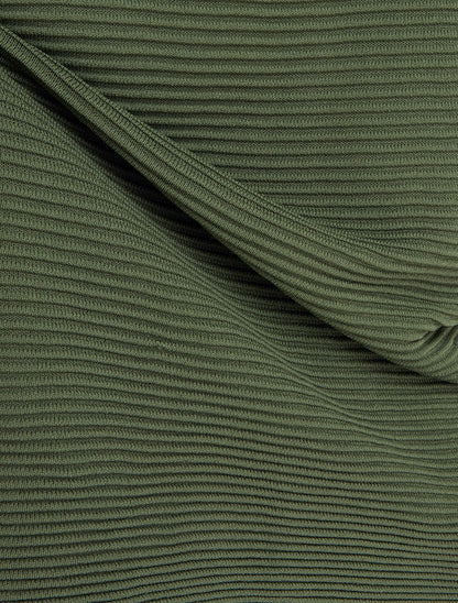 Top uni texturé à col rond - Kaki - 3