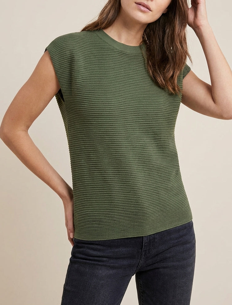 Top texturizado con cuello redondo - Caqui