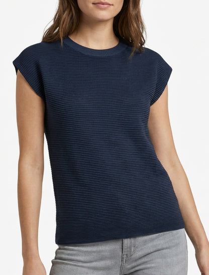 Top texturizado con cuello redondo - Marine