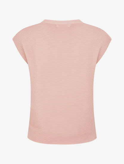 Top uni texturé à col rond - Rose - 2