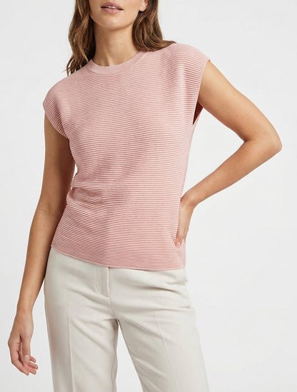 Top texturizado con cuello redondo - Rosa
