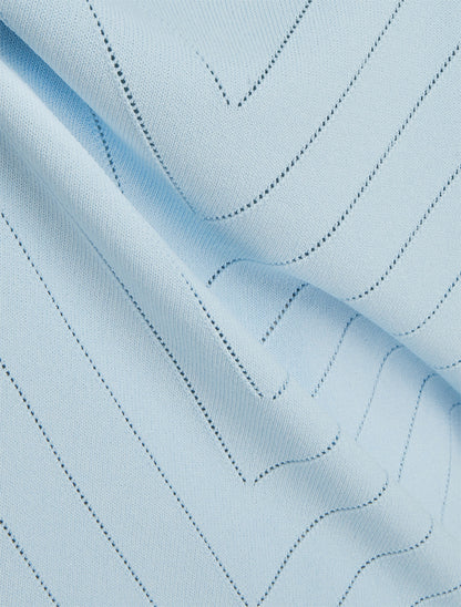 Top uni ajouré à col rond - Bleu ciel - 3