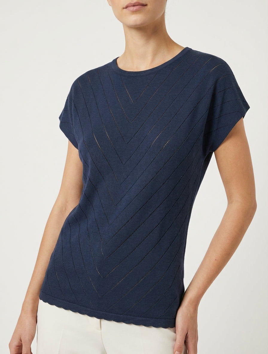 Top calado con cuello redondo - Marine