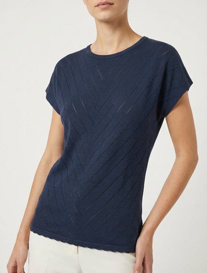 Top calado con cuello redondo - Marine