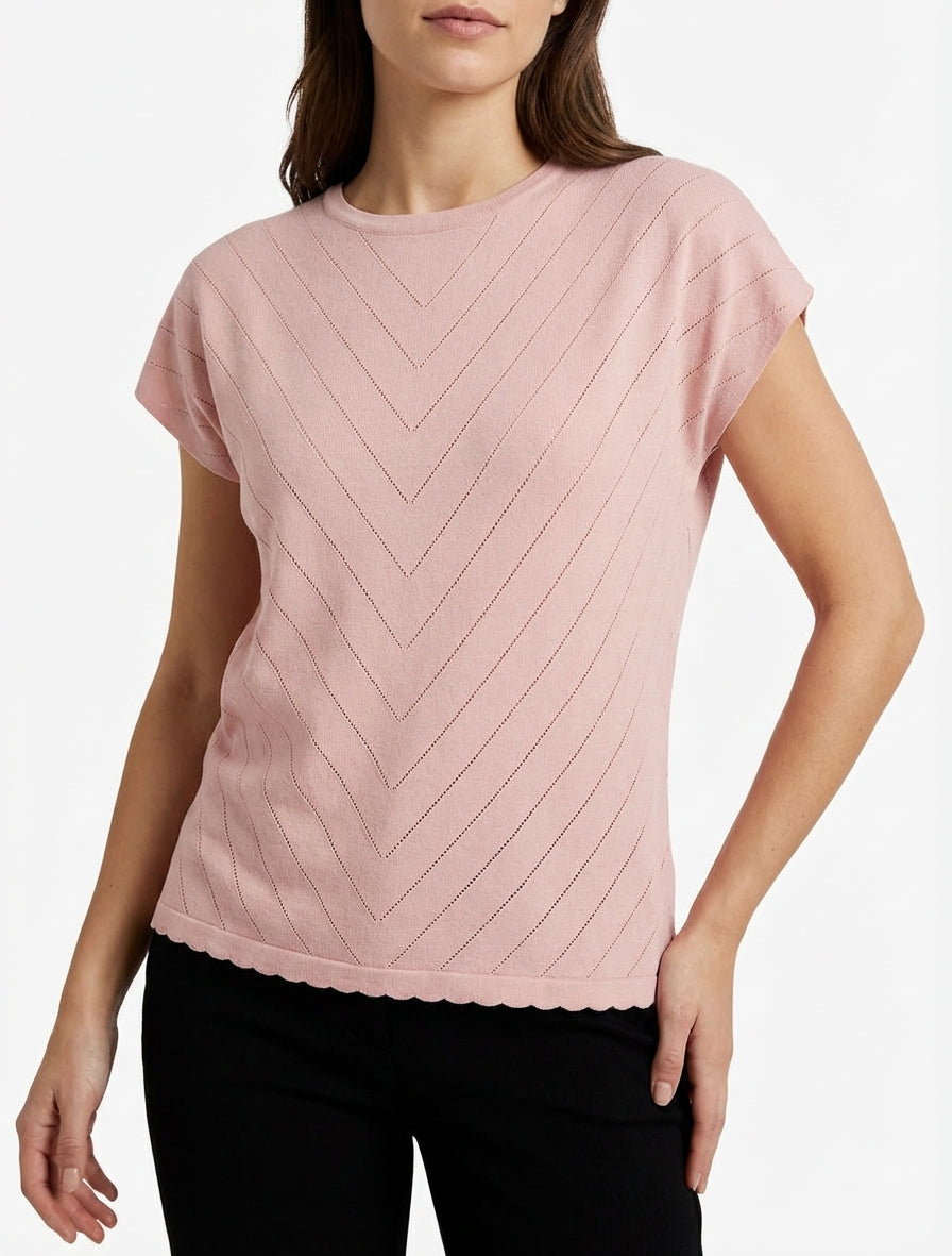 Top calado con cuello redondo - Rosa