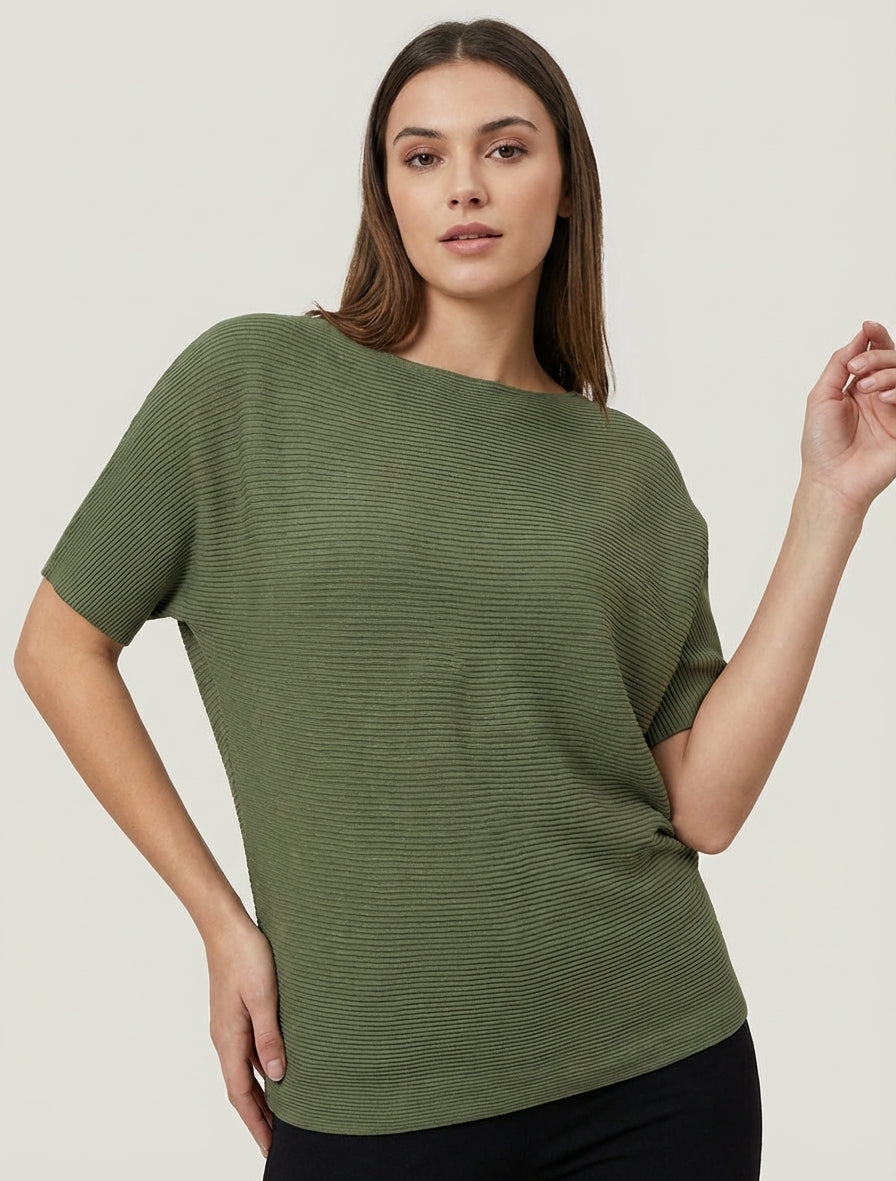 Top texturizado de manga corta - Caqui