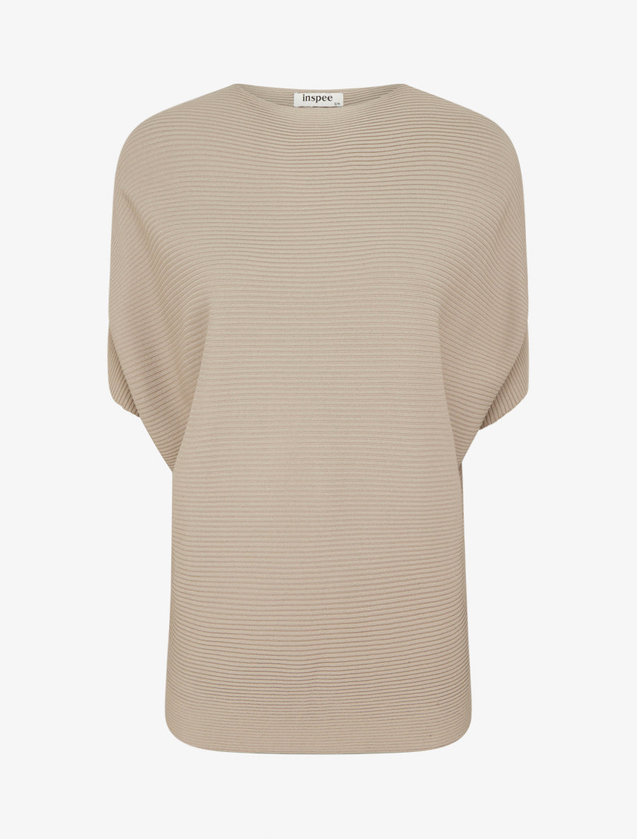 Top uni texturé à manches courtes - Taupe - 1