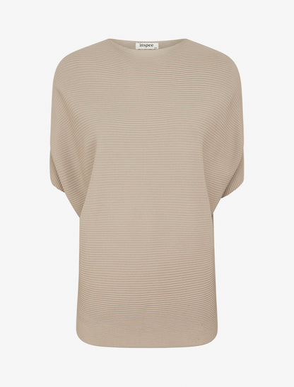 Top uni texturé à manches courtes - Taupe - 1