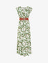 Robe longue fleurie à mancherons volantés - Vert - 1