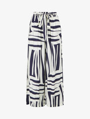 Pantalon ample élastiqué à imprimé graphique - Marine - 1