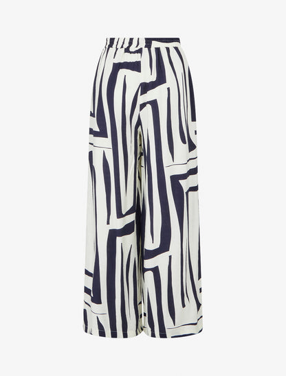 Pantalon ample élastiqué à imprimé graphique - Marine - 2