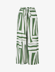 Pantalon ample élastiqué à imprimé graphique - Kaki - 1