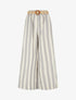 Pantalon élastiqué à imprimé rayures - Gris - 1