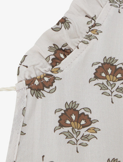 Robe longue sans manches à patchwork floral - Taupe - 3