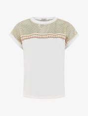 T-shirt fantaisie à épaules ajourées - Blanc - 1