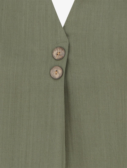 Top droit sans manches en lin mélangé - Kaki - 3