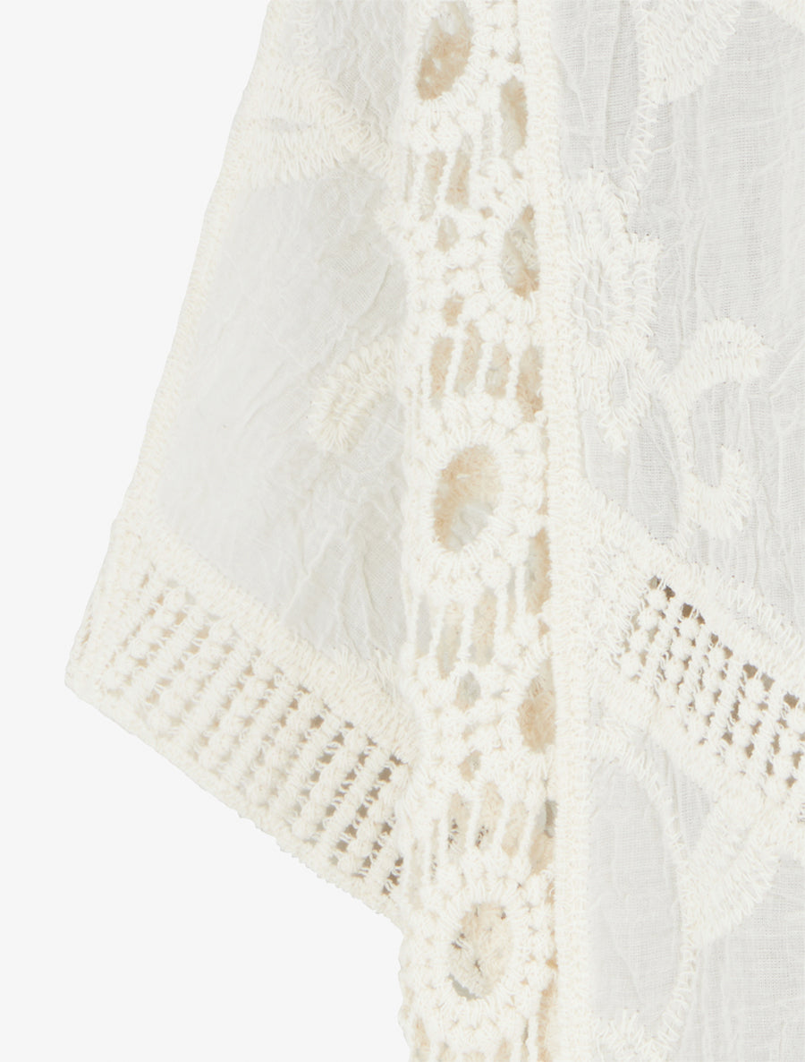 Top ample brodé à manches courtes - Écru - 3