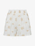 Short droit élastiqué à broderies fantaisies - Blanc - 1