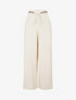 Pantalon ample uni à ceinture brodée - Beige - 1