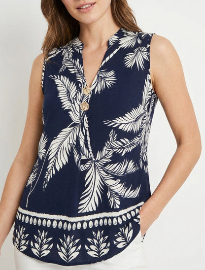 Top estampado con botones decorativos - Marine