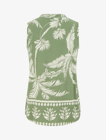 Top imprimé à boutons décoratifs - Kaki - 2