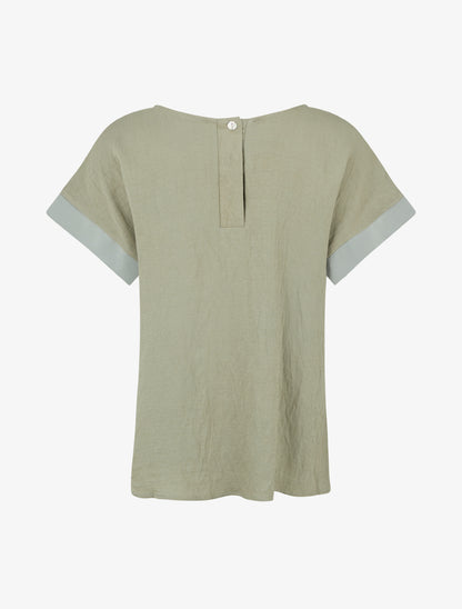 Top manches courtes à flocage pissenlit et message - Kaki - 2