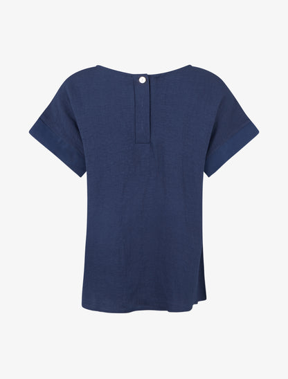 Top manches courtes à flocage pissenlit et message - Marine - 2