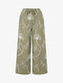 Pantalon ample à broderies florales - Kaki - 1