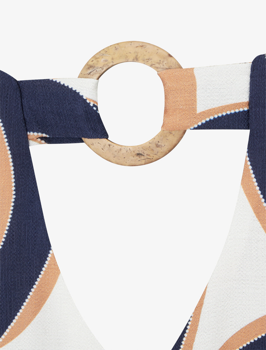 Top ample manches courtes imprimé stylisé - Marine - 3